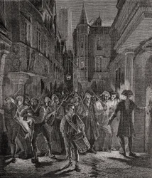 Menschen gehen auf die Straßen von Paris, 1789